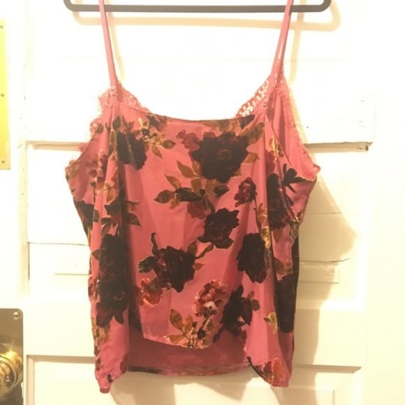 a.n.a Silky Pink Tank Velvet Rose Pattern - Picture 3 of 3